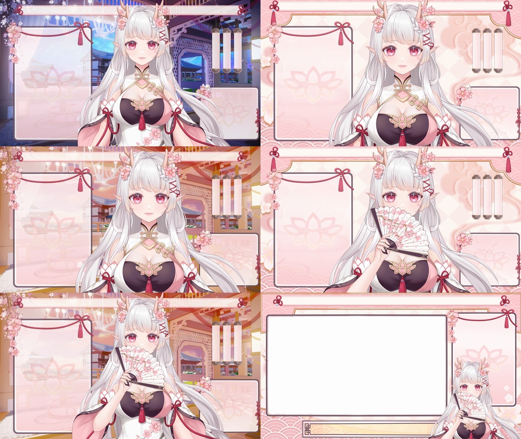 【Vts】【VTuber向け】【Live2D量販モデル】🌸絶美な古風龍の娘――姜鹿児(きょうろくじ)! 🌸マルチボタン、 🌸マルチアクション、 🌸口パク(VB)対応、 🌸首飛び、 🌸大きな前傾、 🌸背景UI、 🌸アイコン、 🌸スタンプ、マウスカーソル付き! 🌸ワンクリックでデビュー決定!!