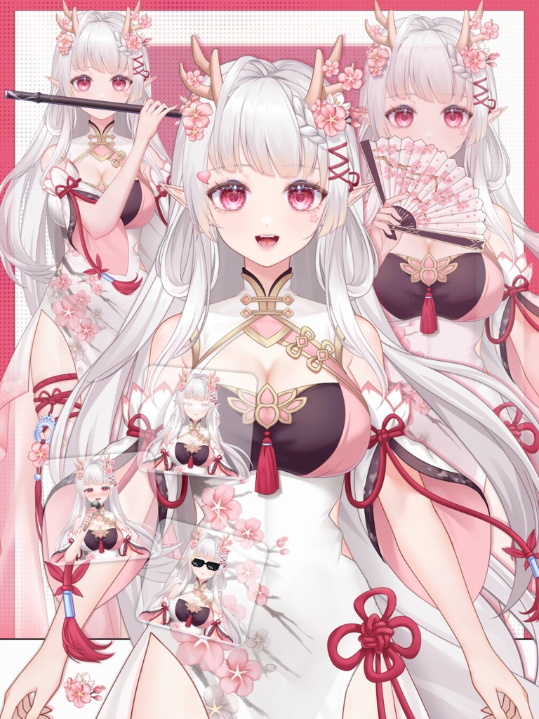 【Vts】【VTuber向け】【Live2D量販モデル】🌸絶美な古風龍の娘――姜鹿児（きょうろくじ）！ 🌸マルチボタン、 🌸マルチアクション、 🌸口パク（VB）対応、 🌸首飛び、 🌸大きな前傾、 🌸背景UI、 🌸アイコン、 🌸スタンプ、マウスカーソル付き！ 🌸ワンクリックでデビュー決定！！