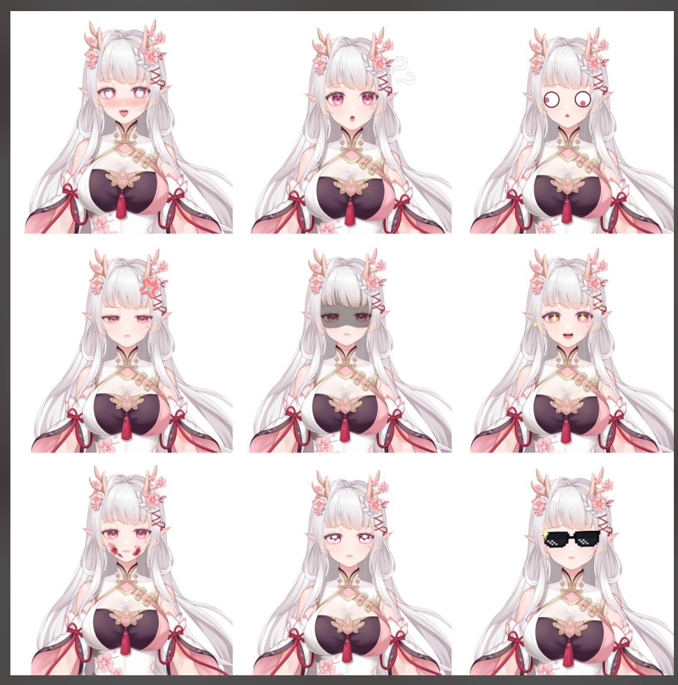 【Vts】【VTuber向け】【Live2D量販モデル】🌸絶美な古風龍の娘――姜鹿児(きょうろくじ)! 🌸マルチボタン、 🌸マルチアクション、 🌸口パク(VB)対応、 🌸首飛び、 🌸大きな前傾、 🌸背景UI、 🌸アイコン、 🌸スタンプ、マウスカーソル付き! 🌸ワンクリックでデビュー決定!!