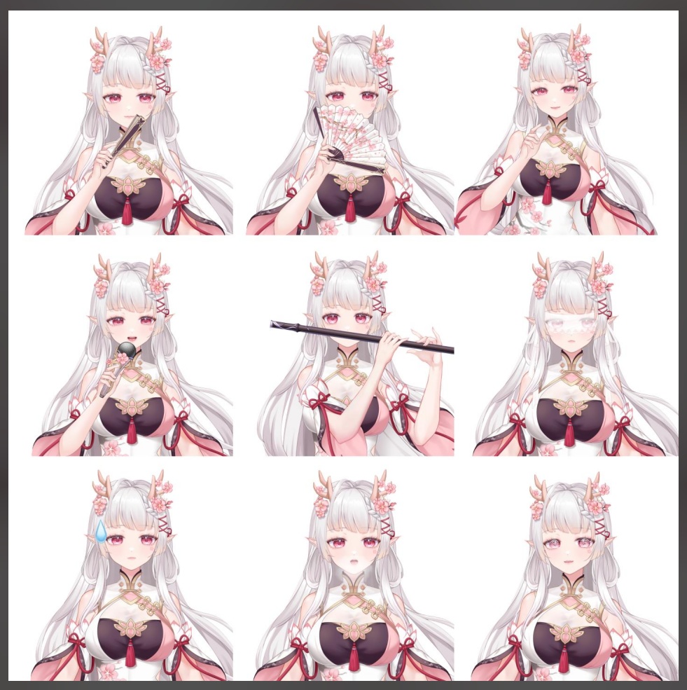 【Vts】【VTuber向け】【Live2D量販モデル】🌸絶美な古風龍の娘――姜鹿児(きょうろくじ)! 🌸マルチボタン、 🌸マルチアクション、 🌸口パク(VB)対応、 🌸首飛び、 🌸大きな前傾、 🌸背景UI、 🌸アイコン、 🌸スタンプ、マウスカーソル付き! 🌸ワンクリックでデビュー決定!!