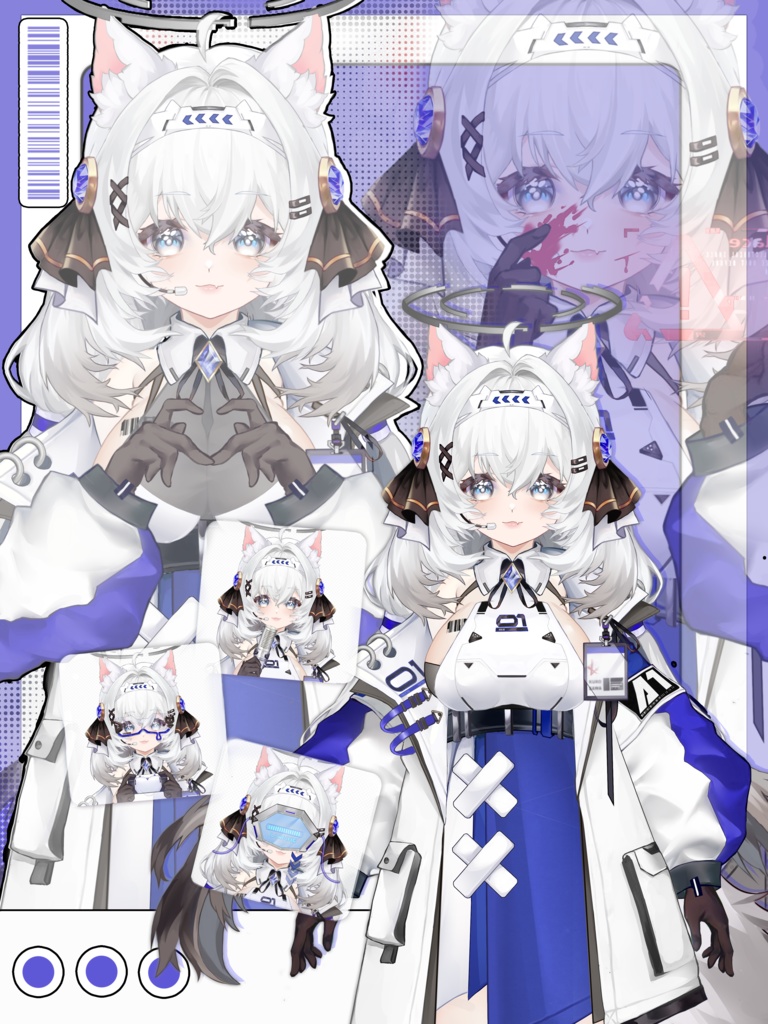 【Vts】【VTuber向け】【Live2D量販モデル】AIロボット001号、💗💗30以上のボタン搭載、 💗ワンクリックでサイズ変更、 💗フライングヘッド機能、 💗VB対応、 💗背景UI付き、 スタンプ・アイコン・ちびキャラ付属！