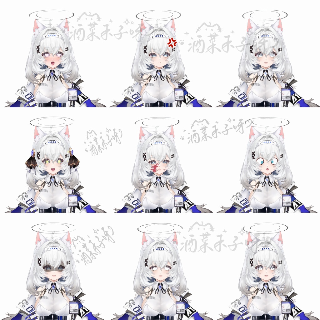 【Vts】【VTuber向け】【Live2D量販モデル】AIロボット001号、💗💗30以上のボタン搭載、 💗ワンクリックでサイズ変更、 💗フライングヘッド機能、 💗VB対応、 💗背景UI付き、 スタンプ・アイコン・ちびキャラ付属!