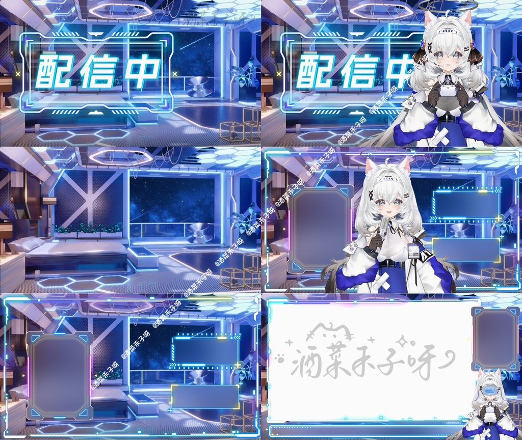 【Vts】【VTuber向け】【Live2D量販モデル】AIロボット001号、💗💗30以上のボタン搭載、 💗ワンクリックでサイズ変更、 💗フライングヘッド機能、 💗VB対応、 💗背景UI付き、 スタンプ・アイコン・ちびキャラ付属!