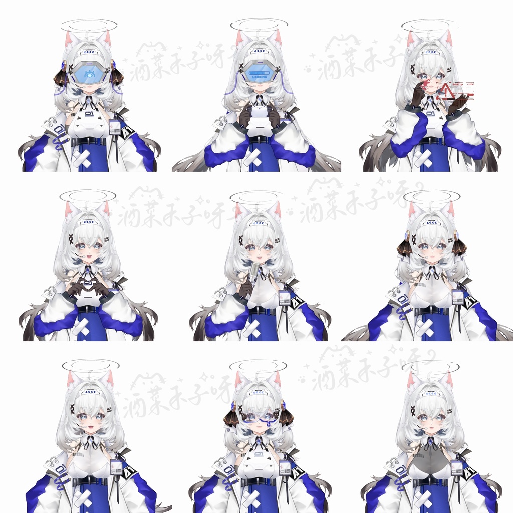 【Vts】【VTuber向け】【Live2D量販モデル】AIロボット001号、💗💗30以上のボタン搭載、 💗ワンクリックでサイズ変更、 💗フライングヘッド機能、 💗VB対応、 💗背景UI付き、 スタンプ・アイコン・ちびキャラ付属!