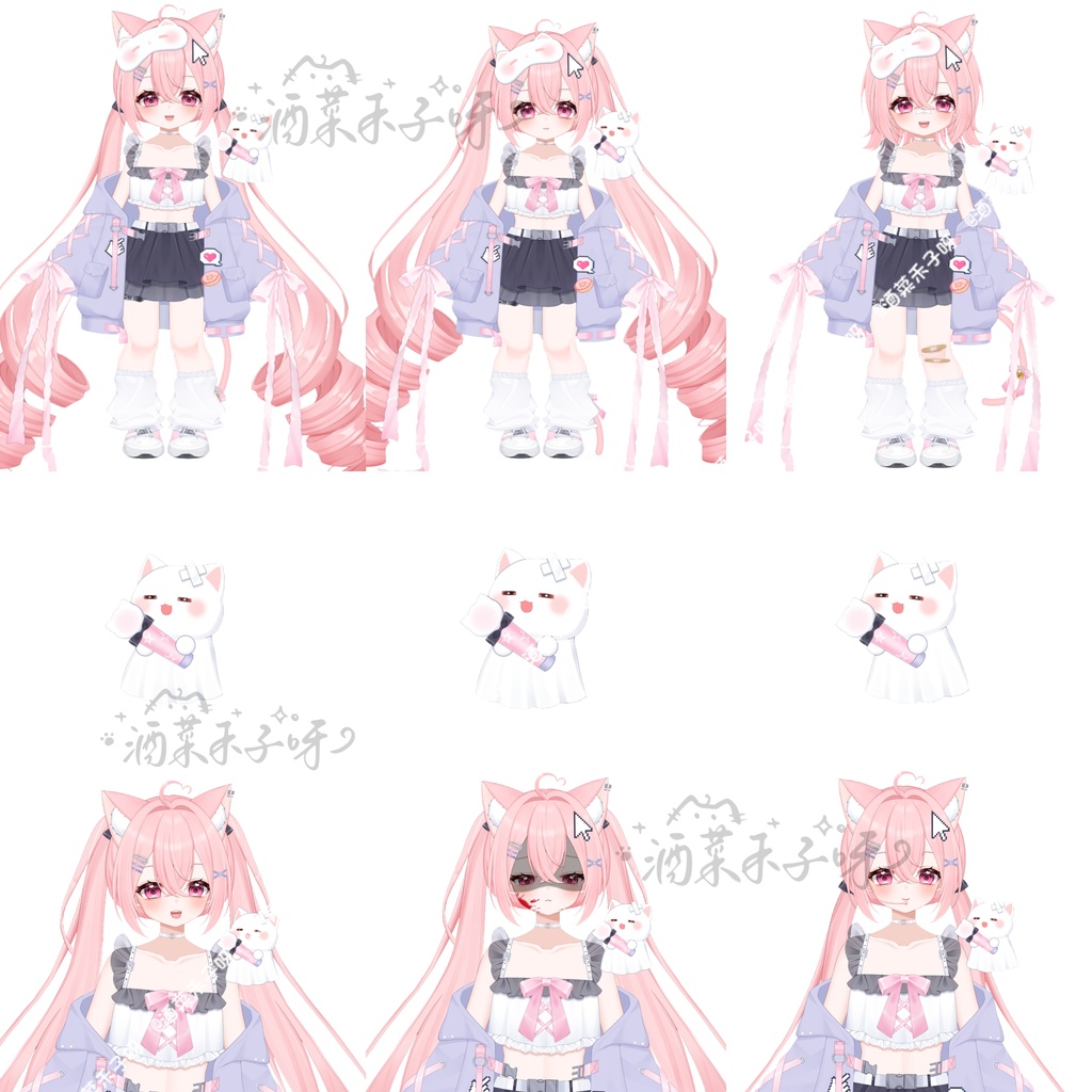 【Vts】【VTuber向け】【Live2D量販モデル】😼モーションにゃんこ——すきちゃん!🌸30以上のボタン、🌸首飛び、🌸ちび化、🌸VB付き、🌸ジャケット脱げ、🌸アイコン、🌸スタンプ、🌸背景UI、🌸ワンクリックでデビュー!
