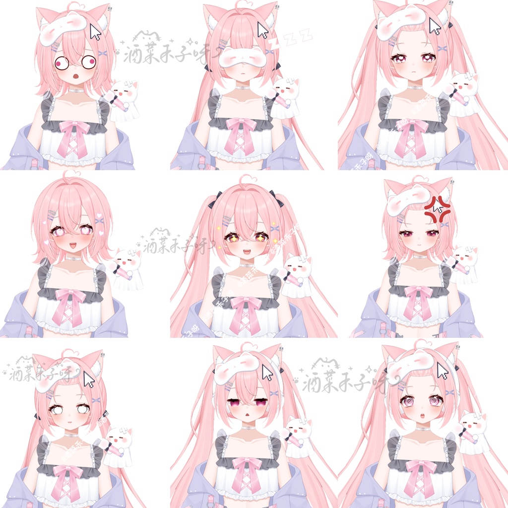 【Vts】【VTuber向け】【Live2D量販モデル】😼モーションにゃんこ——すきちゃん!🌸30以上のボタン、🌸首飛び、🌸ちび化、🌸VB付き、🌸ジャケット脱げ、🌸アイコン、🌸スタンプ、🌸背景UI、🌸ワンクリックでデビュー!