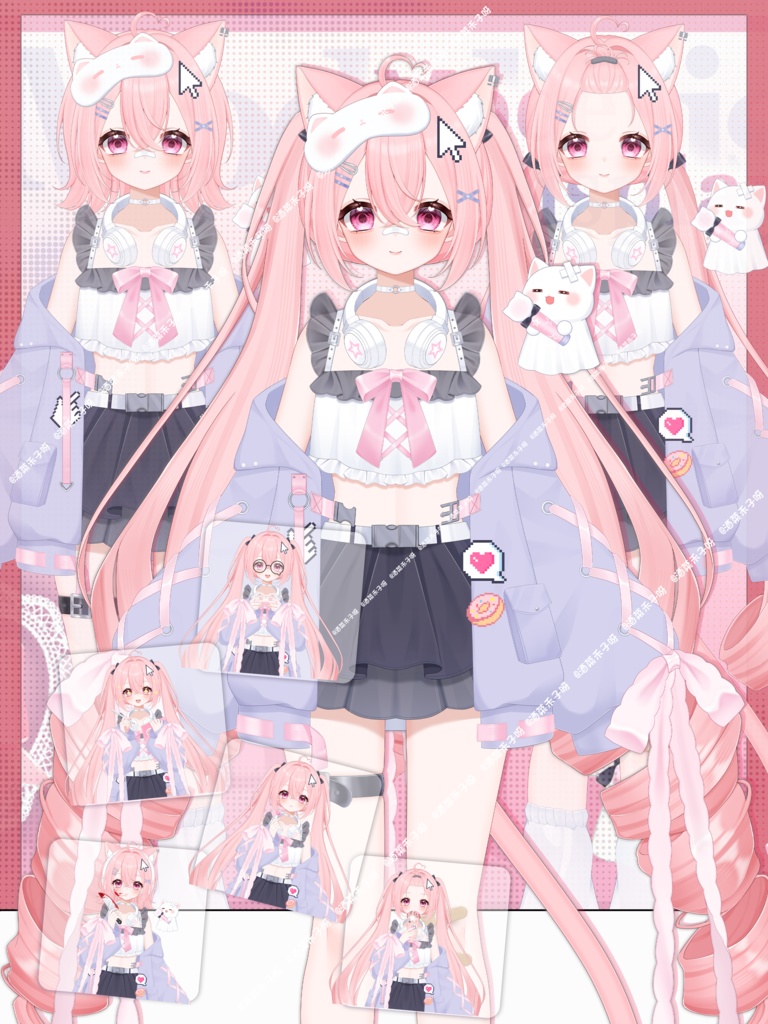 【Vts】【VTuber向け】【Live2D量販モデル】😼モーションにゃんこ——すきちゃん!🌸30以上のボタン、🌸首飛び、🌸ちび化、🌸VB付き、🌸ジャケット脱げ、🌸アイコン、🌸スタンプ、🌸背景UI、🌸ワンクリックでデビュー!