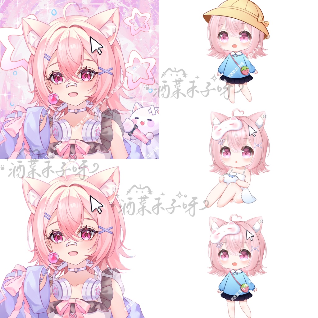 【Vts】【VTuber向け】【Live2D量販モデル】😼モーションにゃんこ——すきちゃん!🌸30以上のボタン、🌸首飛び、🌸ちび化、🌸VB付き、🌸ジャケット脱げ、🌸アイコン、🌸スタンプ、🌸背景UI、🌸ワンクリックでデビュー!