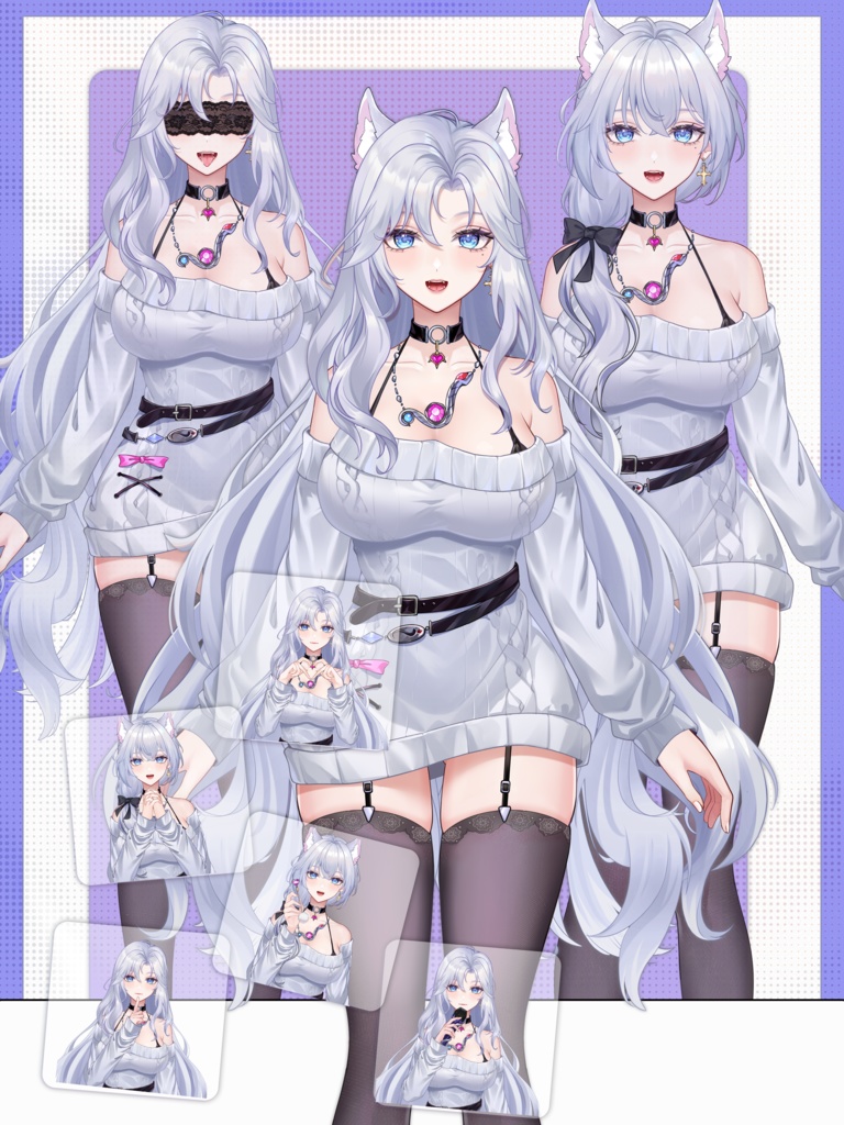 【Vts】【VTuber向け】【Live2D量販モデル】🐍蛇女イヴリン――私服Ver.! 🌸超セクシー! 🌸30以上の切り替えボタンに加え、 🌸Vブレンド搭載! 🌸ワンクリック前傾機能、 🌸専用背景UI&アイコン&スタンプ付きで、 🌸ワンクリックでデビュー完璧!