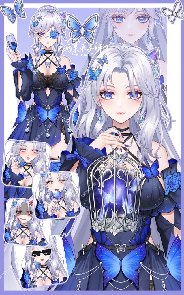【Vts】【VTuber向け】【Live2D量販モデル】💗夜の帳に舞う蝶🦋――幽離(ゆうり)!!🦋神秘で美しく、セクシー!ママクラスの魅力を纏う!! 🦋高精度モデル、 🦋30以上の切り替えボタン、VB、フライングヘッド、ワンクリック前傾機能付き! 🦋専用背景UI、アイコン、スタンプセット、 🦋ワンクリックでデビュー完備!!