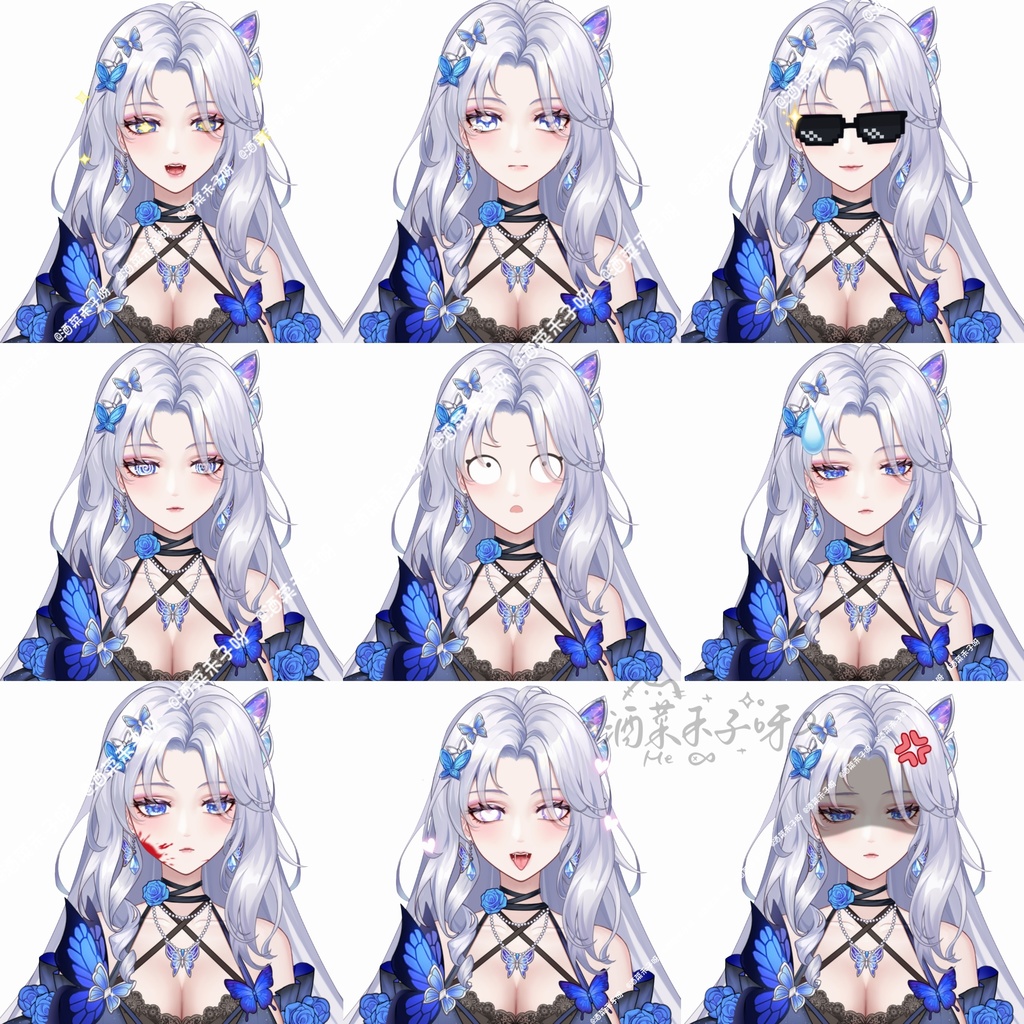 【Vts】【VTuber向け】【Live2D量販モデル】💗夜の帳に舞う蝶🦋――幽離(ゆうり)!!🦋神秘で美しく、セクシー!ママクラスの魅力を纏う!! 🦋高精度モデル、 🦋30以上の切り替えボタン、VB、フライングヘッド、ワンクリック前傾機能付き! 🦋専用背景UI、アイコン、スタンプセット、 🦋ワンクリックでデビュー完備!!