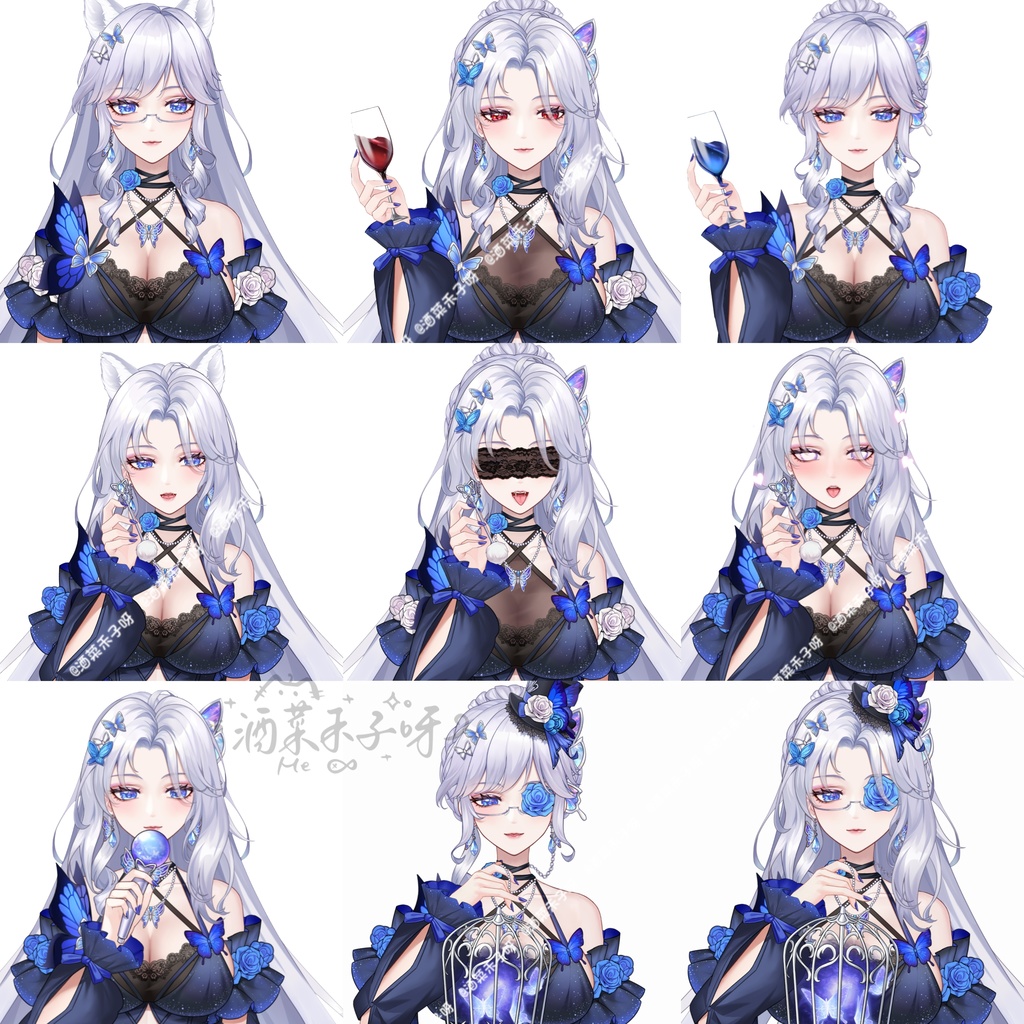 【Vts】【VTuber向け】【Live2D量販モデル】💗夜の帳に舞う蝶🦋――幽離(ゆうり)!!🦋神秘で美しく、セクシー!ママクラスの魅力を纏う!! 🦋高精度モデル、 🦋30以上の切り替えボタン、VB、フライングヘッド、ワンクリック前傾機能付き! 🦋専用背景UI、アイコン、スタンプセット、 🦋ワンクリックでデビュー完備!!