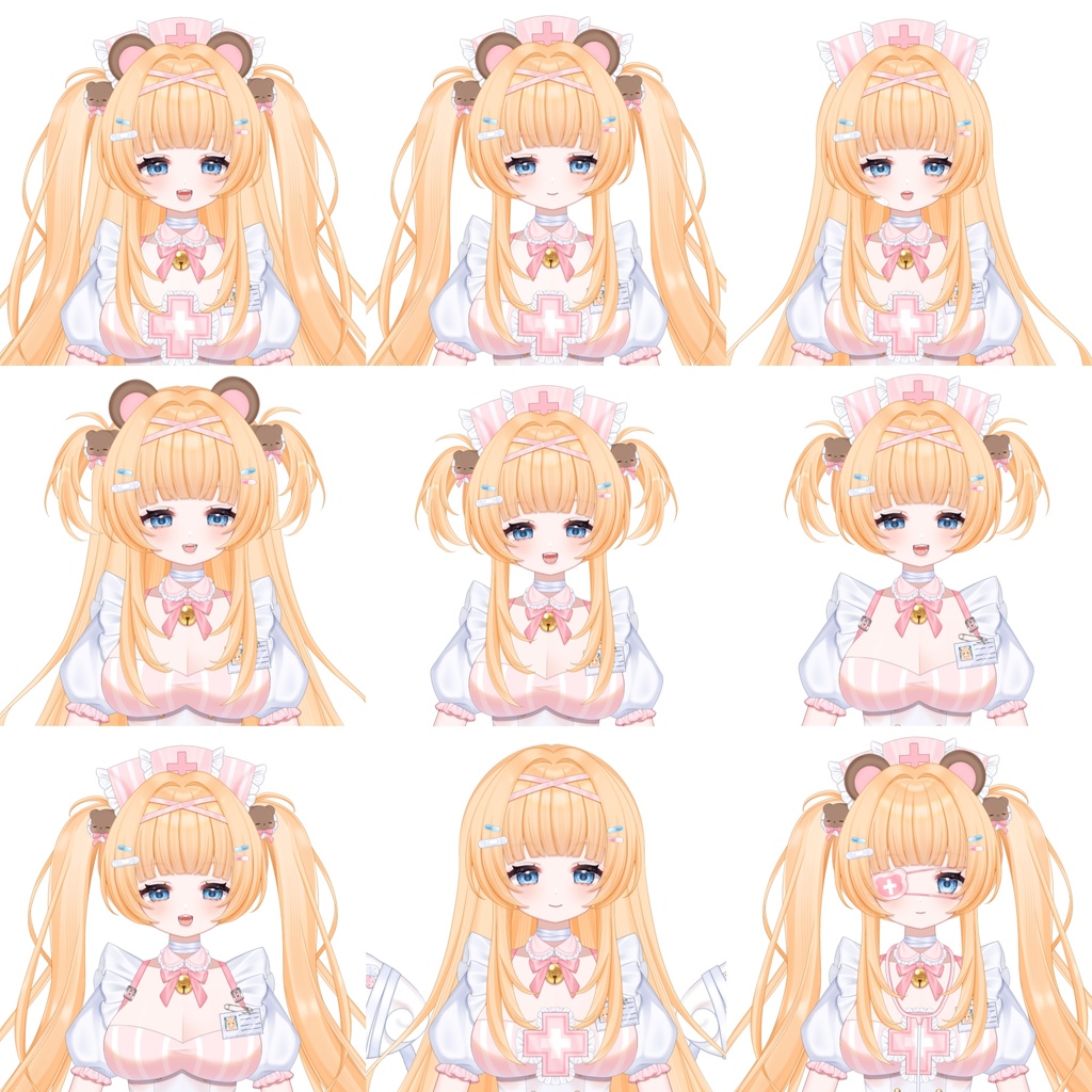 【Vts】【VTuber向け】【Live2D販売モデル】🐻可愛いヤンデレ系小熊ナース—ナナちゃん!💗 40個以上のボタン、 💗 VB付き、 💗 ワンクリック前傾、 💗 歩行アニメーション、 💗 小熊マイクアクセサリー&専用背景UI、 💗 プロフィール画像、 💗 スタンプセット、 💗 ワンクリックで即デビュー!!