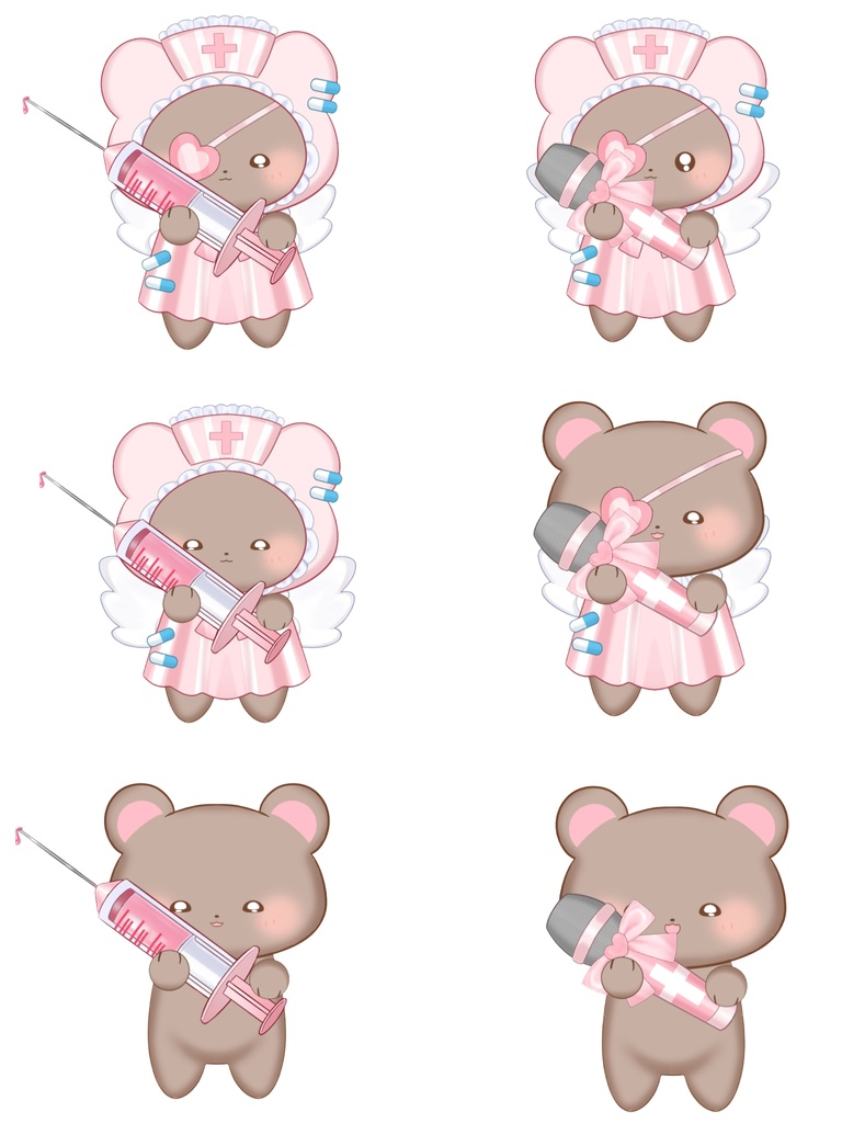 【Vts】【VTuber向け】【Live2D販売モデル】🐻可愛いヤンデレ系小熊ナース—ナナちゃん!💗 40個以上のボタン、 💗 VB付き、 💗 ワンクリック前傾、 💗 歩行アニメーション、 💗 小熊マイクアクセサリー&専用背景UI、 💗 プロフィール画像、 💗 スタンプセット、 💗 ワンクリックで即デビュー!!