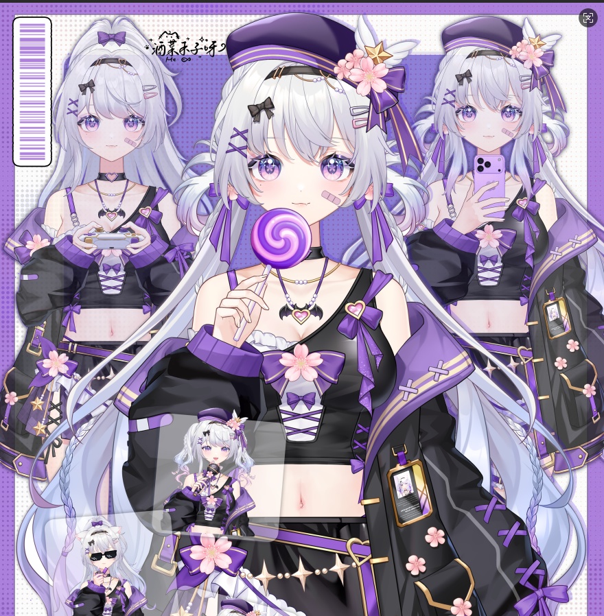 【Vts】【VTuber向け】【Live2D既製モデル】🌸超クールな地雷系猫娘🐱———七七(なな)!🌸40以上の切り替えボタン、 🌸髪型の組み合わせ豊富、 🌸7~8種類のアクション、 🌸VB対応、 🌸首飛びアリ、 🌸ワンクリック前傾、 🌸歩行アニメーション、 🌸ジャケット脱着可能! 🌸おまけで専用背景UI、 🌸スタンプ、アイコン付き、