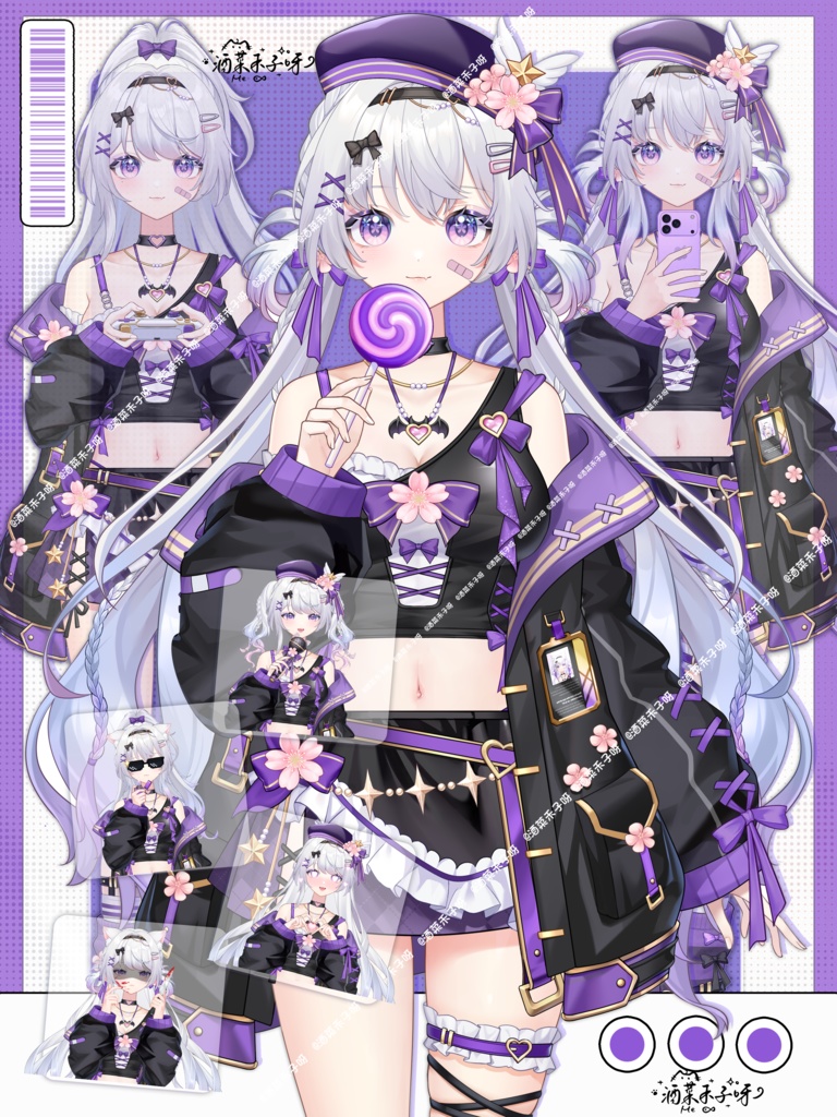 【Vts】【VTuber向け】【Live2D既製モデル】🌸超クールな地雷系猫娘🐱———七七(なな)!🌸40以上の切り替えボタン、 🌸髪型の組み合わせ豊富、 🌸7~8種類のアクション、 🌸VB対応、 🌸首飛びアリ、 🌸ワンクリック前傾、 🌸歩行アニメーション、 🌸ジャケット脱着可能! 🌸おまけで専用背景UI、 🌸スタンプ、アイコン付き、