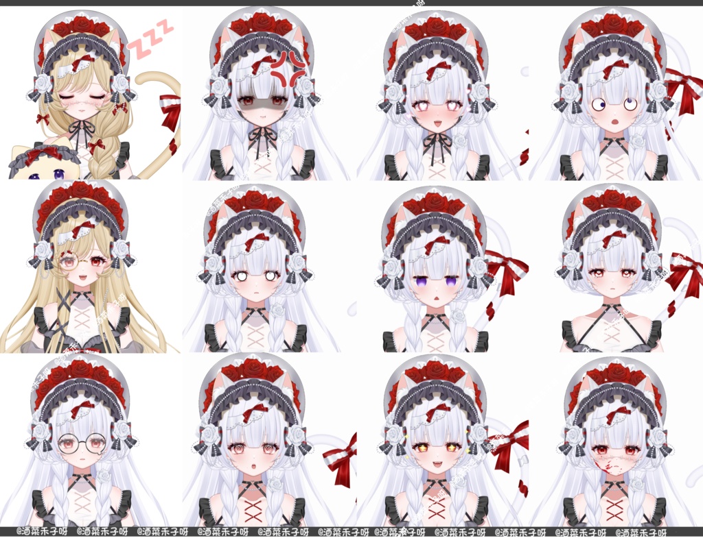 【Vts】【VTuber向け】【Live2Dライセンスモデル】🌸ゴシックドール猫猫—ロウェル!🌸とっても素直で可愛い妹キャラ!🌸ボタン38個以上・🌸動作6種類に加え、🌸飛び頭・🌸物理演算・🌸ワンクリック前傾機能も搭載! 🌸マイクチャーム付属!🌸専用背景UI・🌸スケジュール表・🌸アイコン・ス🌸タンプセット付き!