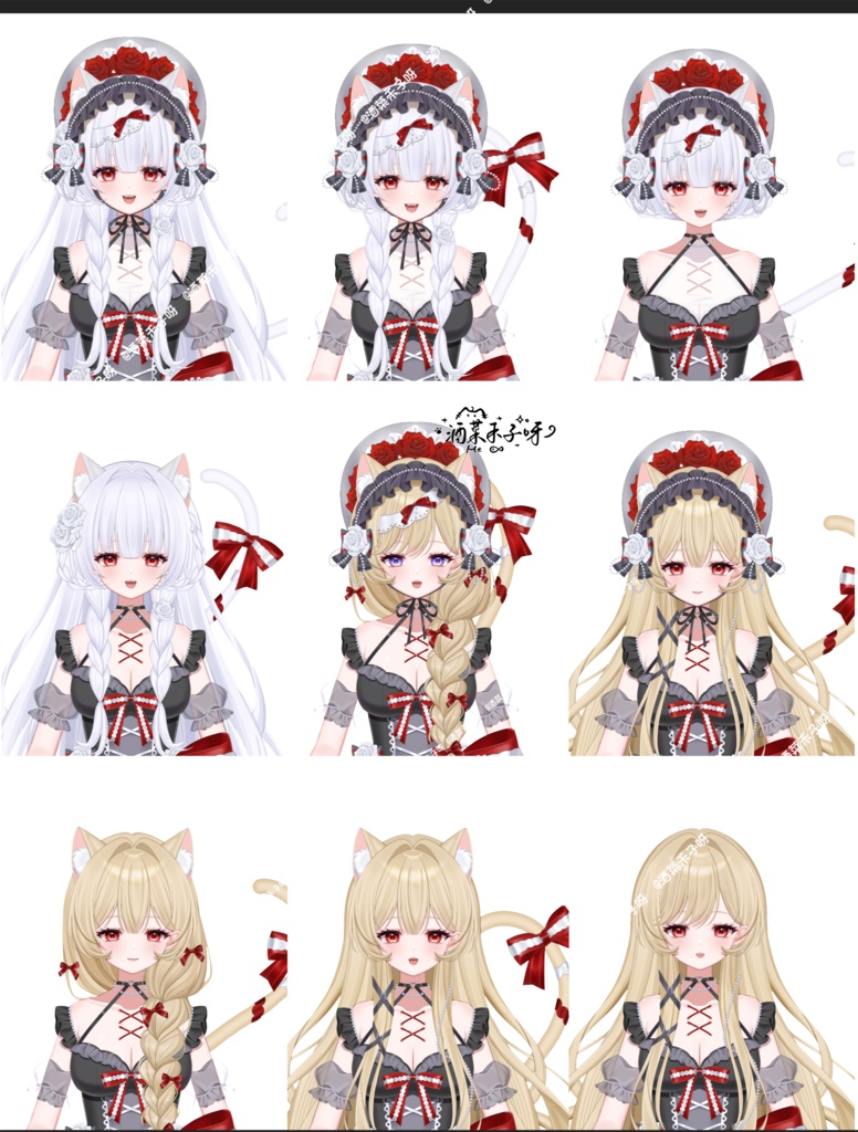 【Vts】【VTuber向け】【Live2Dライセンスモデル】🌸ゴシックドール猫猫—ロウェル!🌸とっても素直で可愛い妹キャラ!🌸ボタン38個以上・🌸動作6種類に加え、🌸飛び頭・🌸物理演算・🌸ワンクリック前傾機能も搭載! 🌸マイクチャーム付属!🌸専用背景UI・🌸スケジュール表・🌸アイコン・ス🌸タンプセット付き!