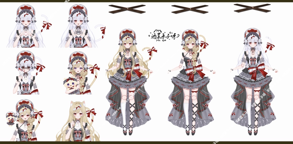 【Vts】【VTuber向け】【Live2Dライセンスモデル】🌸ゴシックドール猫猫—ロウェル!🌸とっても素直で可愛い妹キャラ!🌸ボタン38個以上・🌸動作6種類に加え、🌸飛び頭・🌸物理演算・🌸ワンクリック前傾機能も搭載! 🌸マイクチャーム付属!🌸専用背景UI・🌸スケジュール表・🌸アイコン・ス🌸タンプセット付き!