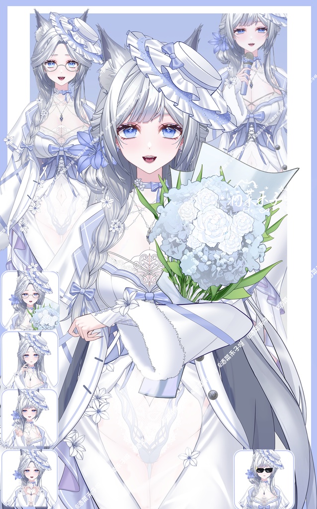 【Vts】【VTuber向け】【Live2D量産モデル】万元級の超絶御狐--銀汐(ぎんせき)!🌸あなたの優しい彼女! 🌸35以上のボタン、 🌸5種類の動作、 🌸ジャケット脱着可能、 🌸VB機能、 🌸フライングヘッド、 🌸前傾ポーズ! 🌸アイコン、 🌸スタンプ、 🌸専用背景UIをプレゼント! 🌸ワンクリックでデビュー!