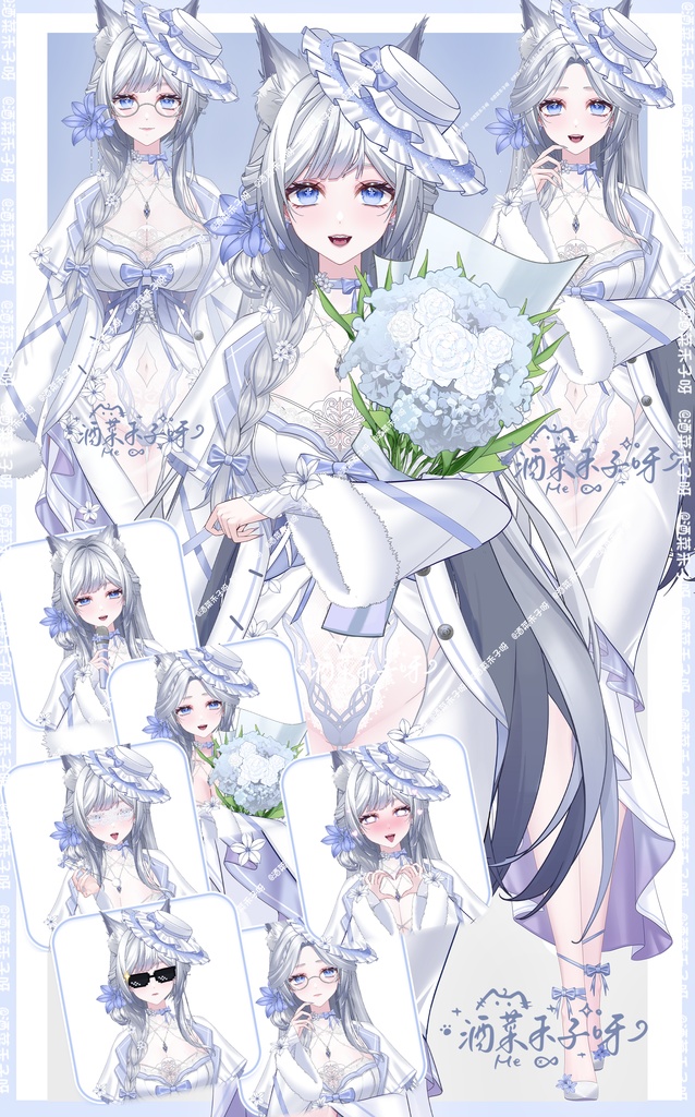 【Vts】【VTuber向け】【Live2D量産モデル】万元級の超絶御狐--銀汐(ぎんせき)!🌸あなたの優しい彼女! 🌸35以上のボタン、 🌸5種類の動作、 🌸ジャケット脱着可能、 🌸VB機能、 🌸フライングヘッド、 🌸前傾ポーズ! 🌸アイコン、 🌸スタンプ、 🌸専用背景UIをプレゼント! 🌸ワンクリックでデビュー!