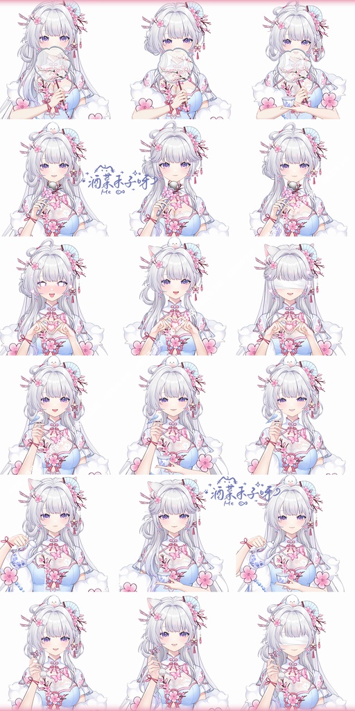 【Vts】【VTuber向け】【ライブ2D量販モデル】💗とても美しいチャイナドレス少女猫娘--七七!💗40+ボタン、💗六つのアクション、💗前傾、💗飛び頭、💗vb、💗特典グッズ付き