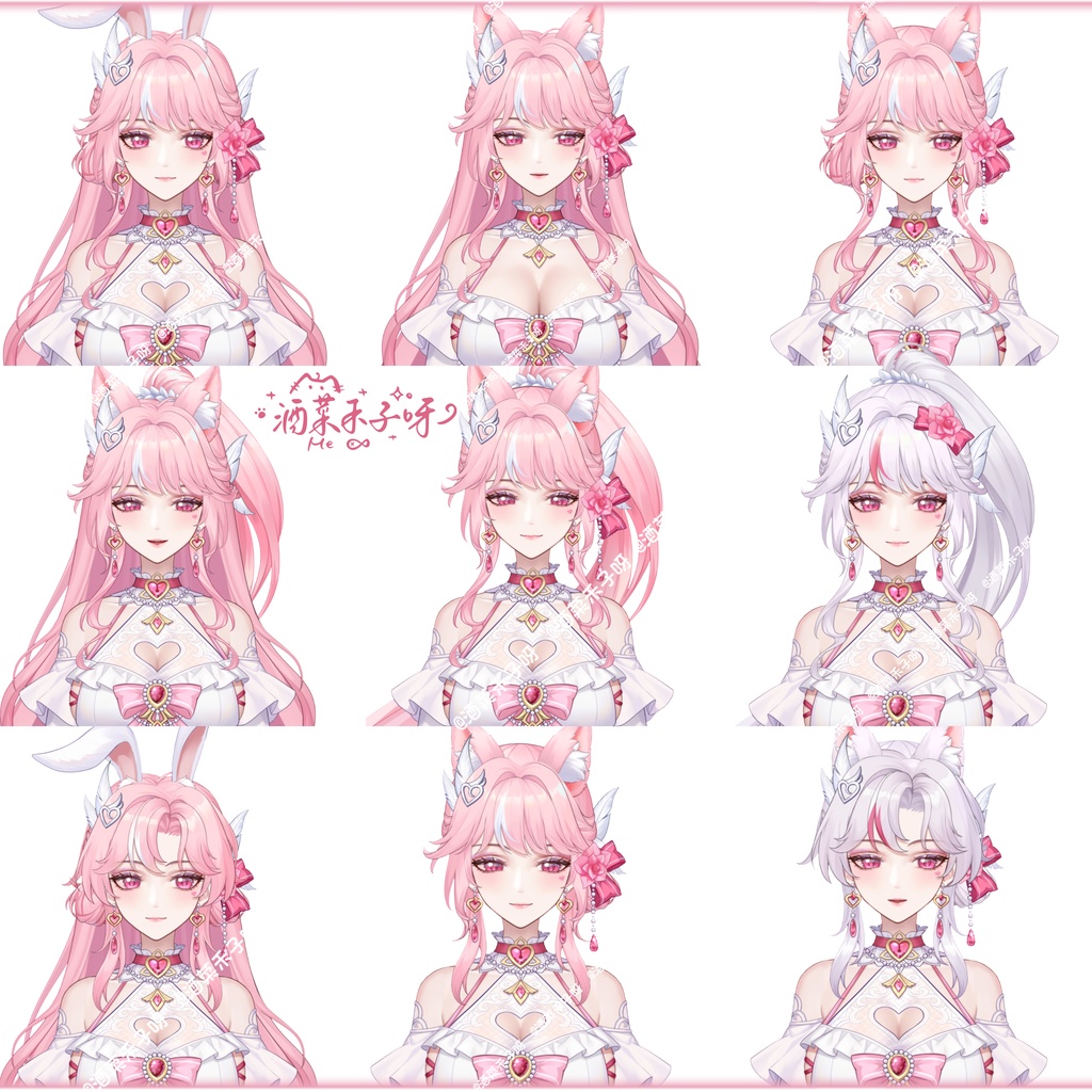 【Vts】【VTuber向け】【Live2D量販モデル】💗誓約の愛神--緋桜(ひおう)!💗38+ボタン、 💗5種類のアクション、 💗豊富な髪型組み合わせ、 💗VB対応、 💗飛び頭(ヘッドシステム)、 💗ワンクリック前傾機能付き