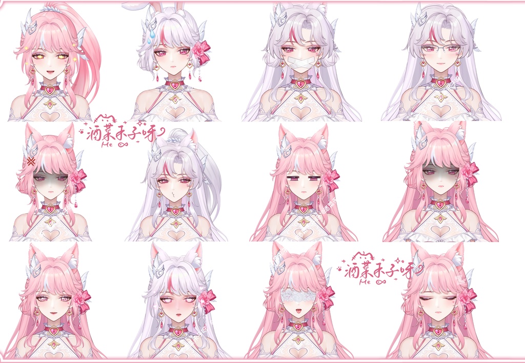 【Vts】【VTuber向け】【Live2D量販モデル】💗誓約の愛神--緋桜(ひおう)!💗38+ボタン、 💗5種類のアクション、 💗豊富な髪型組み合わせ、 💗VB対応、 💗飛び頭(ヘッドシステム)、 💗ワンクリック前傾機能付き