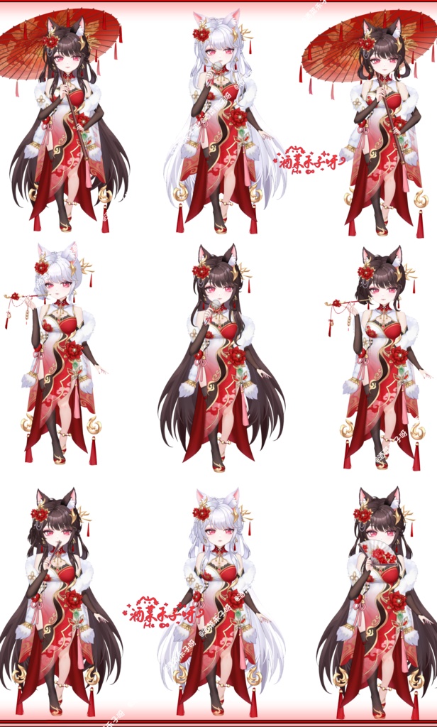 【Vts】【VTuber向け】【ライブ2D量販モデル】💗チャイナドレス少女牡丹--錦歳!💗35種以上のキー・💗2色髪・💗5モーション・💗飛び頭・💗VB対応・💗ワンタッチ前傾・💗ワンタッチQ版化!💗専用背景UI・💗スタンプ・💗アイコン・💗即デビューセット付属!