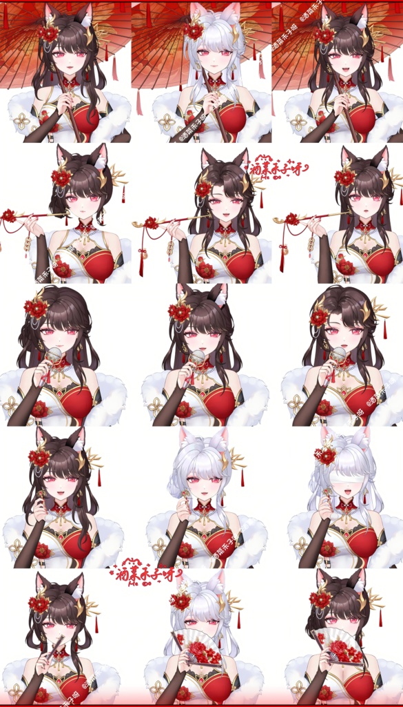 【Vts】【VTuber向け】【ライブ2D量販モデル】💗チャイナドレス少女牡丹--錦歳!💗35種以上のキー・💗2色髪・💗5モーション・💗飛び頭・💗VB対応・💗ワンタッチ前傾・💗ワンタッチQ版化!💗専用背景UI・💗スタンプ・💗アイコン・💗即デビューセット付属!