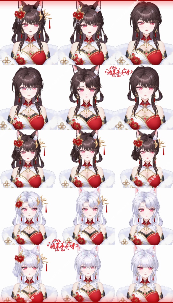 【Vts】【VTuber向け】【ライブ2D量販モデル】💗チャイナドレス少女牡丹--錦歳!💗35種以上のキー・💗2色髪・💗5モーション・💗飛び頭・💗VB対応・💗ワンタッチ前傾・💗ワンタッチQ版化!💗専用背景UI・💗スタンプ・💗アイコン・💗即デビューセット付属!