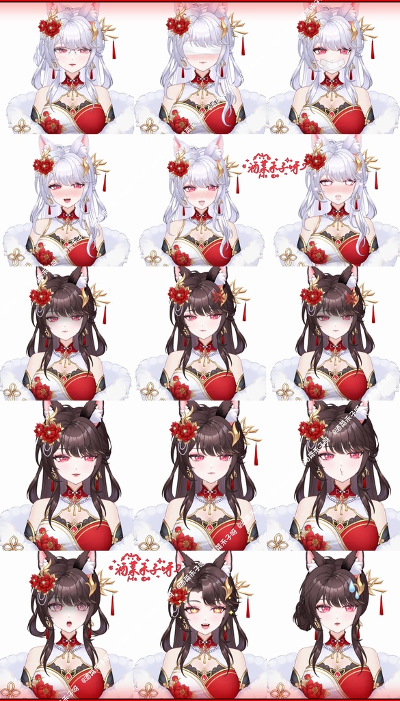 【Vts】【VTuber向け】【ライブ2D量販モデル】💗チャイナドレス少女牡丹--錦歳!💗35種以上のキー・💗2色髪・💗5モーション・💗飛び頭・💗VB対応・💗ワンタッチ前傾・💗ワンタッチQ版化!💗専用背景UI・💗スタンプ・💗アイコン・💗即デビューセット付属!