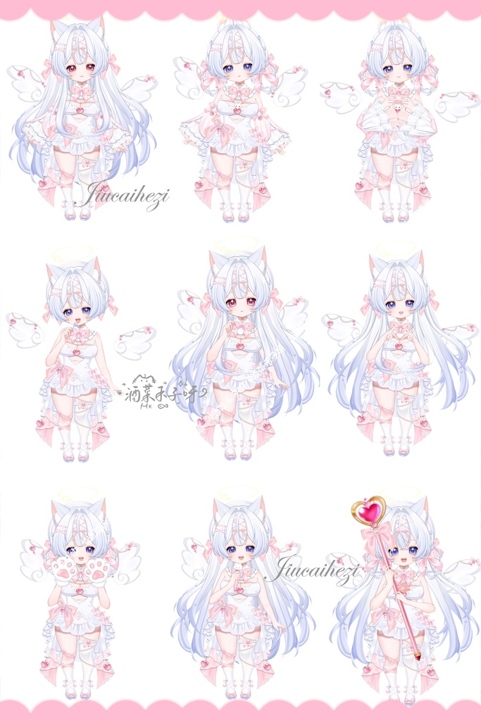 【Vts】【VTuber向け】【Live2D量販モデル】💗天使にゃんにゃんうさぎ---紗奈(さな)!💗37+ボタン、💗七つのモーション、💗二形態(猫と兎)、💗豊富な髪型組み合わせ、💗vb(ボイスブレード)付き、💗飛び出る頭、💗前傾、💗ワンタッチでSDキャラ化、💗背景UI・💗スタンプ・💗アイコン付属