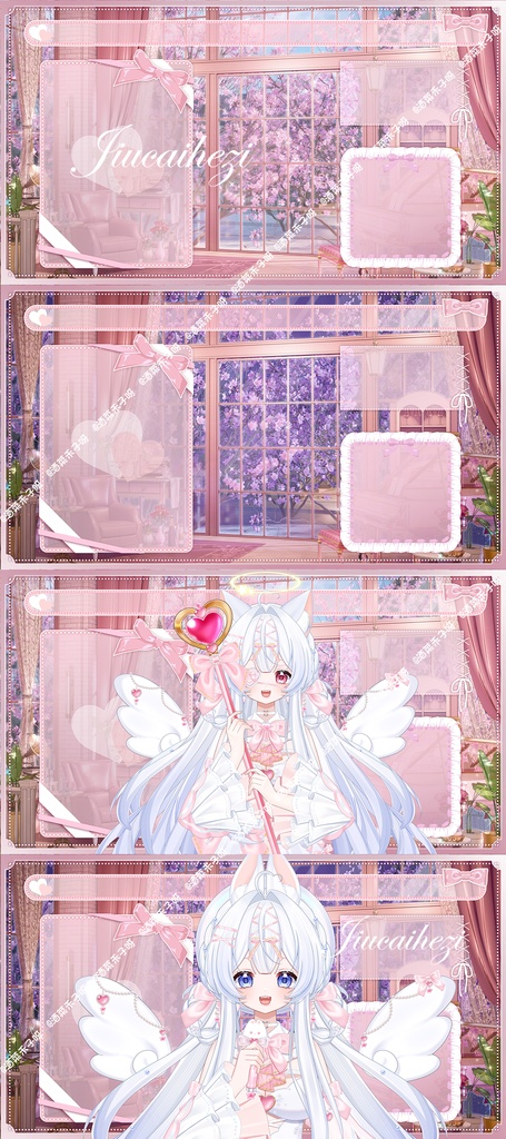 【Vts】【VTuber向け】【Live2D量販モデル】💗天使にゃんにゃんうさぎ---紗奈(さな)!💗37+ボタン、💗七つのモーション、💗二形態(猫と兎)、💗豊富な髪型組み合わせ、💗vb(ボイスブレード)付き、💗飛び出る頭、💗前傾、💗ワンタッチでSDキャラ化、💗背景UI・💗スタンプ・💗アイコン付属