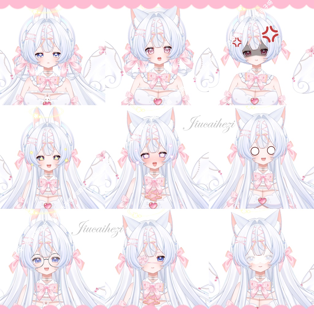 【Vts】【VTuber向け】【Live2D量販モデル】💗天使にゃんにゃんうさぎ---紗奈(さな)!💗37+ボタン、💗七つのモーション、💗二形態(猫と兎)、💗豊富な髪型組み合わせ、💗vb(ボイスブレード)付き、💗飛び出る頭、💗前傾、💗ワンタッチでSDキャラ化、💗背景UI・💗スタンプ・💗アイコン付属