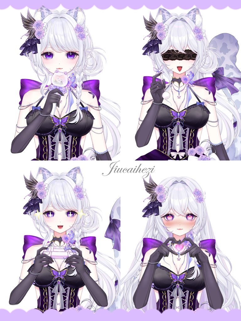 【Vts】【VTuber向け】【Live2D量贩モデル】💗雪豹少女──月見菫(つきみ すみれ)!💗30+ボタン、💗4アクション、💗VB対応、💗首飛び、💗前傾、💗ワンタッチQ版化、💗背景UI・💗スタンプ・アイコン付属