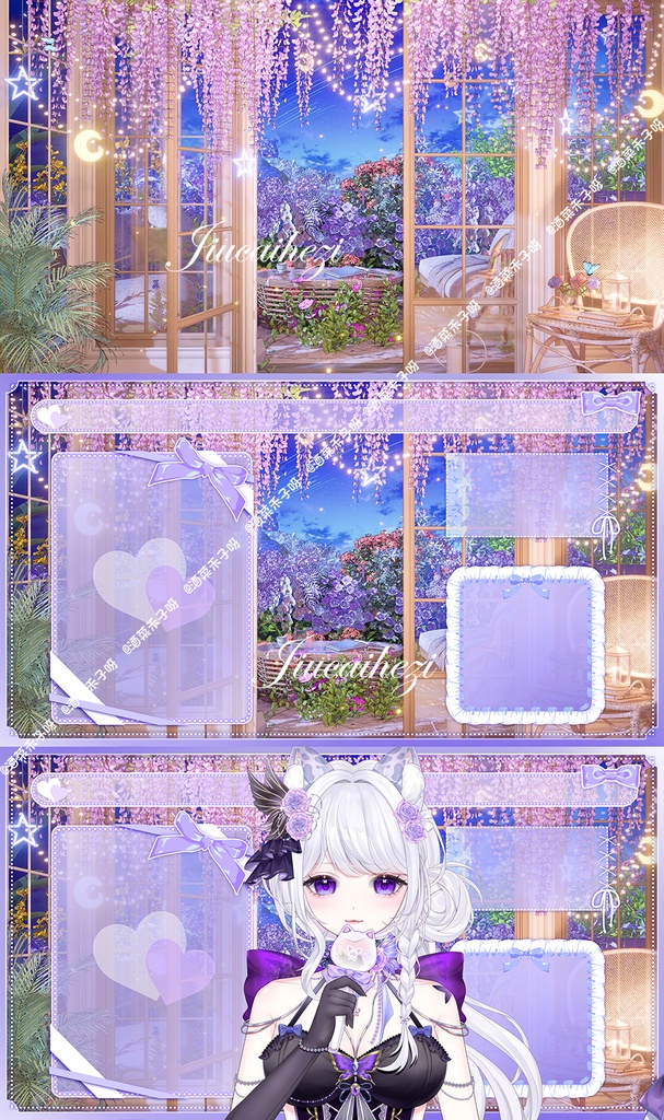 【Vts】【VTuber向け】【Live2D量贩モデル】💗雪豹少女──月見菫(つきみ すみれ)!💗30+ボタン、💗4アクション、💗VB対応、💗首飛び、💗前傾、💗ワンタッチQ版化、💗背景UI・💗スタンプ・アイコン付属