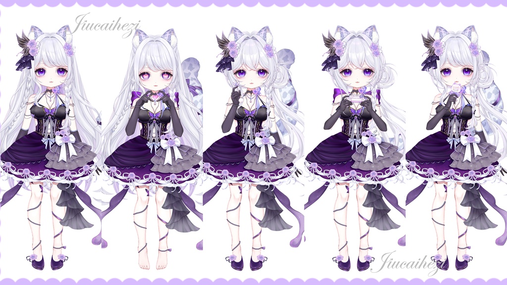 【Vts】【VTuber向け】【Live2D量贩モデル】💗雪豹少女──月見菫(つきみ すみれ)!💗30+ボタン、💗4アクション、💗VB対応、💗首飛び、💗前傾、💗ワンタッチQ版化、💗背景UI・💗スタンプ・アイコン付属