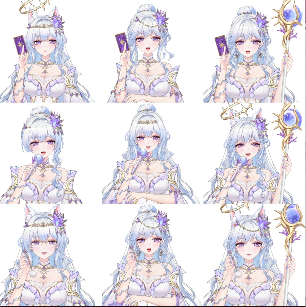 【Vts】【VTuber向け】【万元級Live2D量販モデル】💗クラゲ占星術師---星祈!💗40+ボタン、 💗七つのアクション、 💗vb、 💗飛び頭、 💗前傾、 💗ワンクリックでQ版に変身