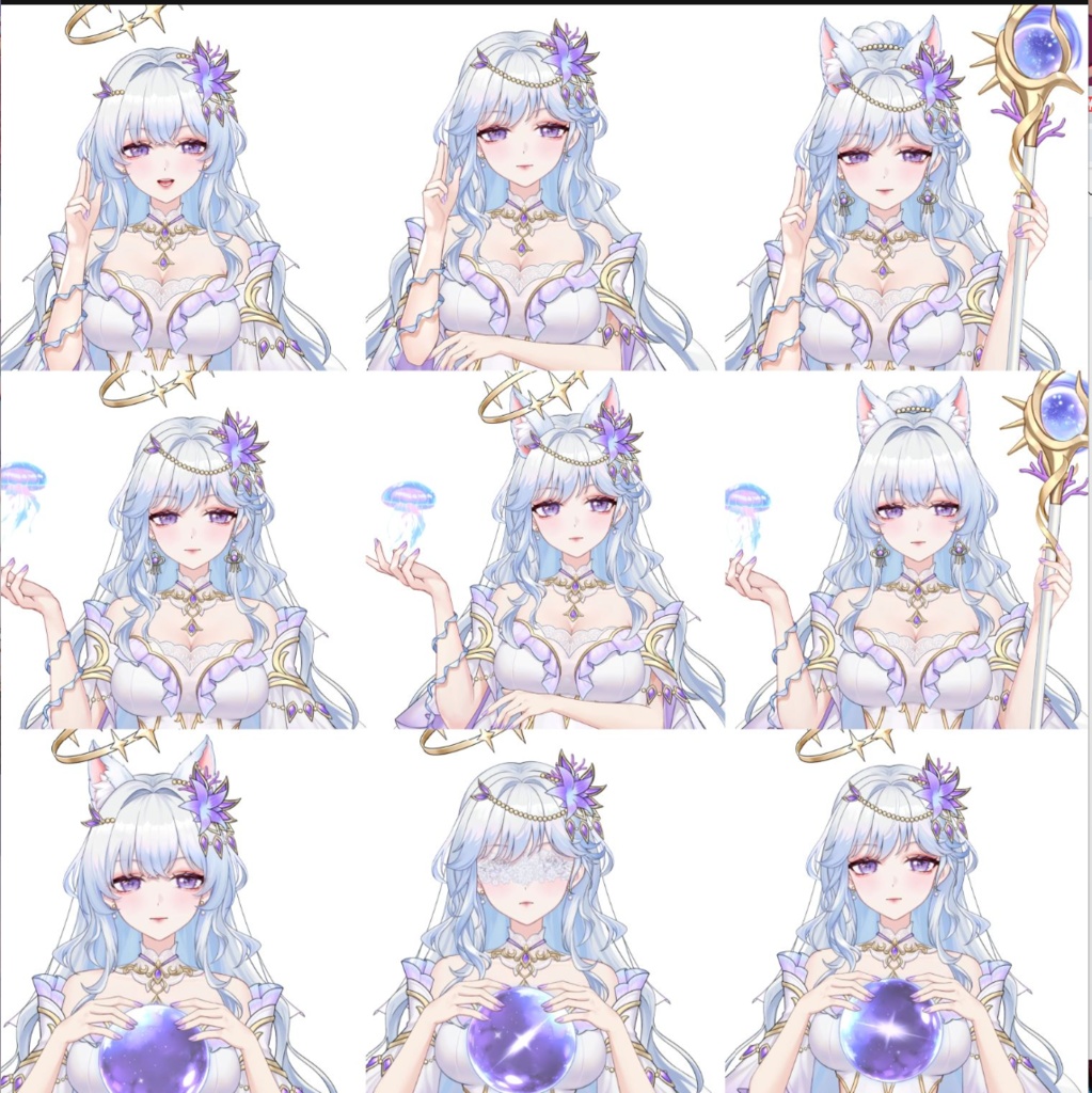 【Vts】【VTuber向け】【万元級Live2D量販モデル】💗クラゲ占星術師---星祈!💗40+ボタン、 💗七つのアクション、 💗vb、 💗飛び頭、 💗前傾、 💗ワンクリックでQ版に変身