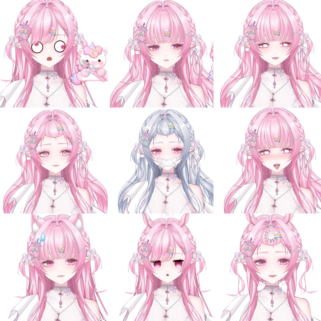 【Live2D 販売モデル】ユニコーン娘「リナ」🦄 50以上ボタン / 13種の手アニメーション / 髪色2種 / 複数ヘアスタイル VB・飛び頭・前傾機能付き! 💗専用UI・アイコン・背景・スタンプ付属
