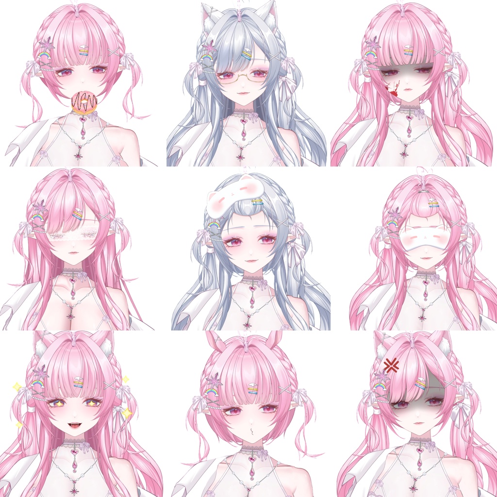 【Live2D 販売モデル】ユニコーン娘「リナ」🦄 50以上ボタン / 13種の手アニメーション / 髪色2種 / 複数ヘアスタイル VB・飛び頭・前傾機能付き! 💗専用UI・アイコン・背景・スタンプ付属