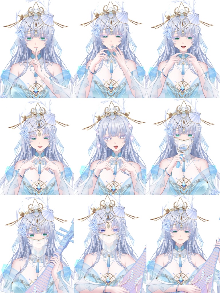 【🌸万円クラスLive2D量産モデル】🌸深海の蛟——曦娥(シーエ)!🌸52個以上のキー、🌸豊富なモーションと髪型、🌸VB、🌸ヘッド分離、🌸ワンクリック前傾搭載!🌸高精度公開スキン!🌸Vtuber用モデル!🌸美しい古風モデル!