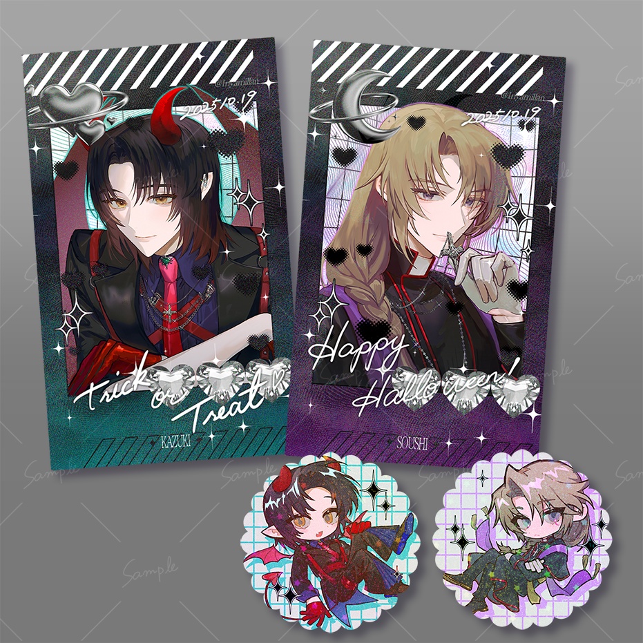 Halloweenチェキ風カード＆ステッカーセット