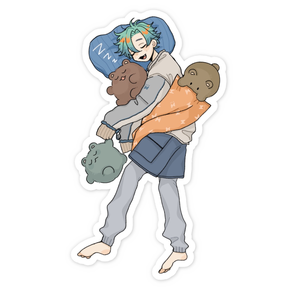 寝てるステッカー