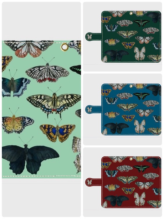 【送料無料】蝶柄汎用スマホ手帳型ケースAndroid等【全４色】