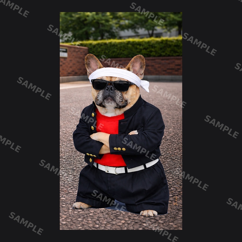 【高画質スマホ壁紙】ヤンキーフレンチブルドッグ ポーズセット|3バリエーション × 4サイズ(iPhone・Android対応)