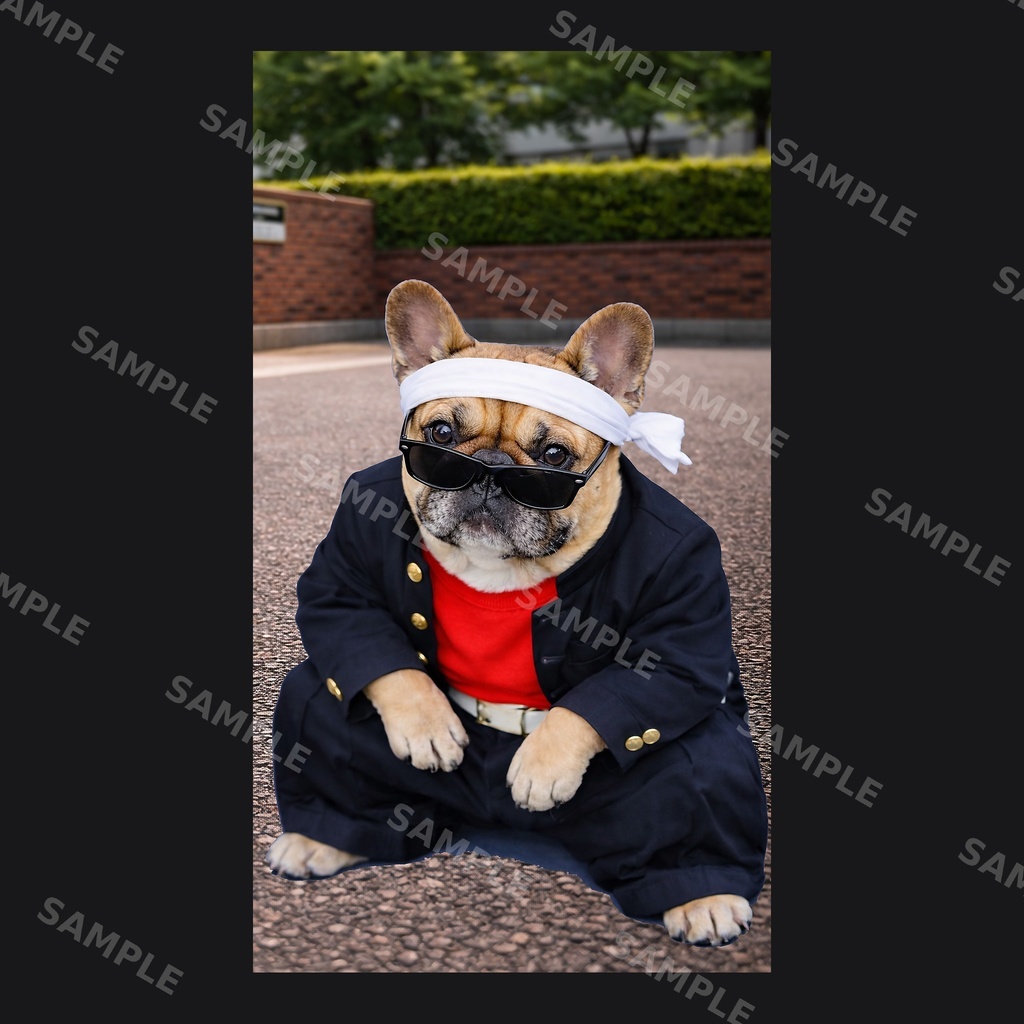 【高画質スマホ壁紙】ヤンキーフレンチブルドッグ ポーズセット|3バリエーション × 4サイズ(iPhone・Android対応)