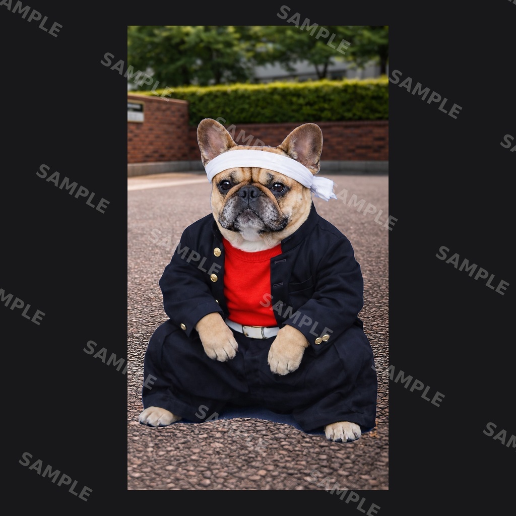 【高画質スマホ壁紙】ヤンキーフレンチブルドッグ ポーズセット|3バリエーション × 4サイズ(iPhone・Android対応)