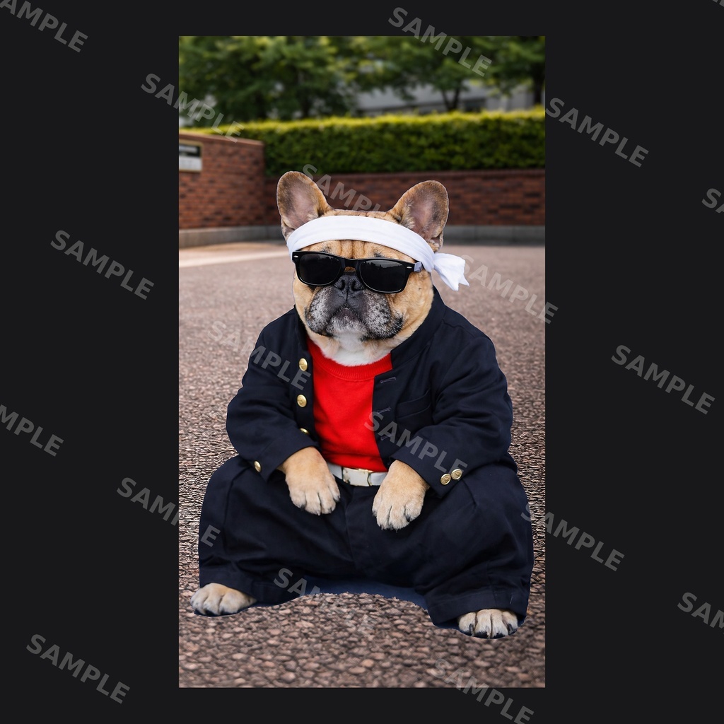 【高画質スマホ壁紙】ヤンキーフレンチブルドッグ ポーズセット|3バリエーション × 4サイズ(iPhone・Android対応)